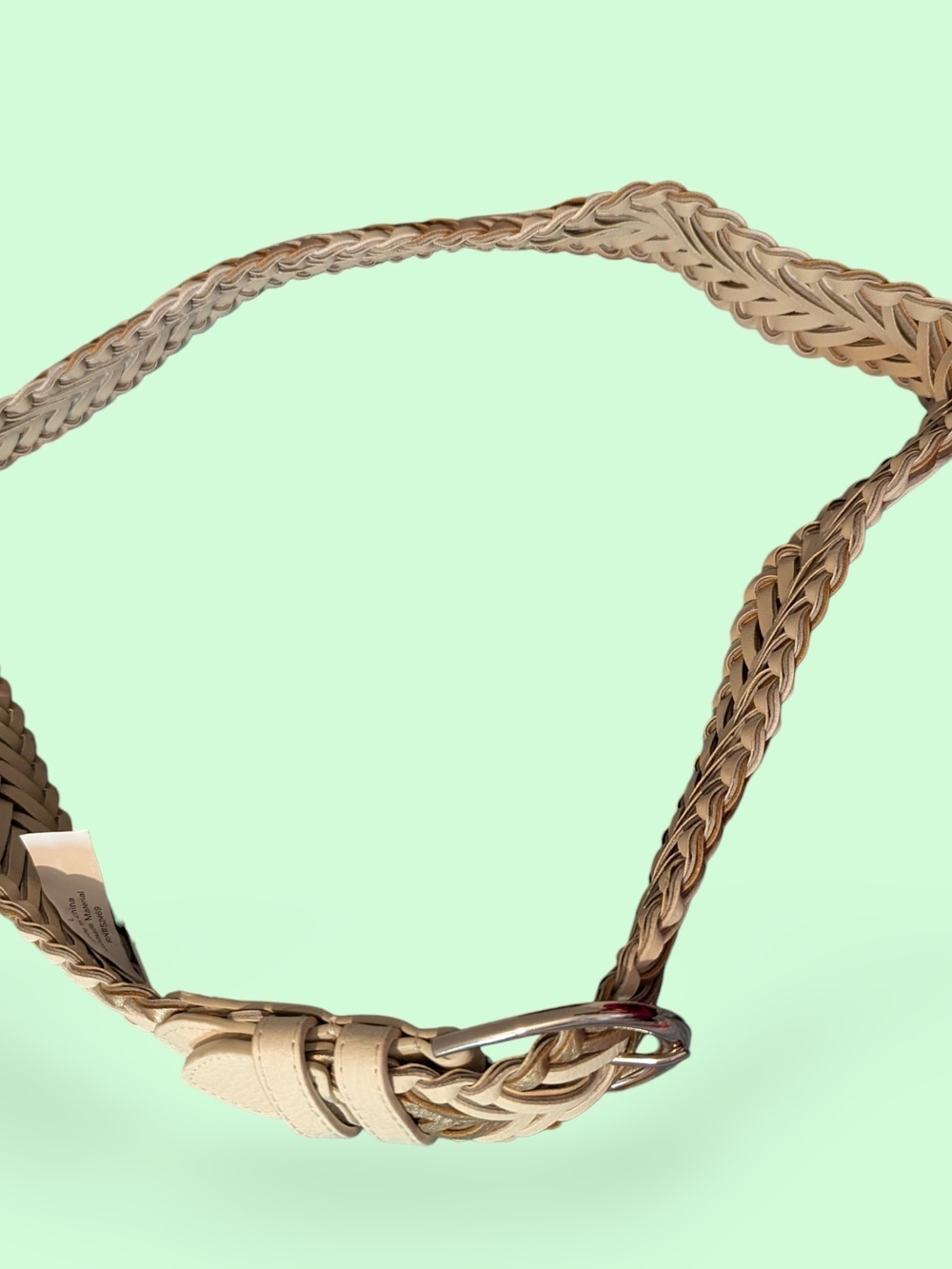 Woven Faux Leather Braided Belt Gold Tan Women Accessories 40" Long Pants Dress